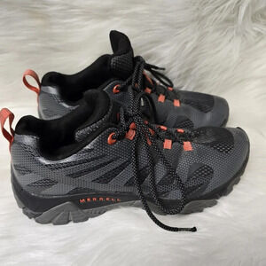 Merrell Mens Moab Edge 2 Trail Hiking Shoes sz 7W  Monument Gray Low Boot